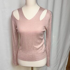 Endless Rose Blush V-Neck Cut-Out Sweater